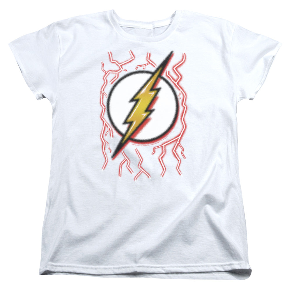 DC FLASH/AIRBRUSH BOLT - S/S WOMENS TEE - WHITE