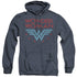 DC WONDER WOMAN/WONDER STARS - ADULT HEATHER HOODIE - NAVY