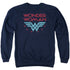 DC WONDER WOMAN/WONDER STARS - ADULT CREWNECK SWEATSHIRT - NAVY