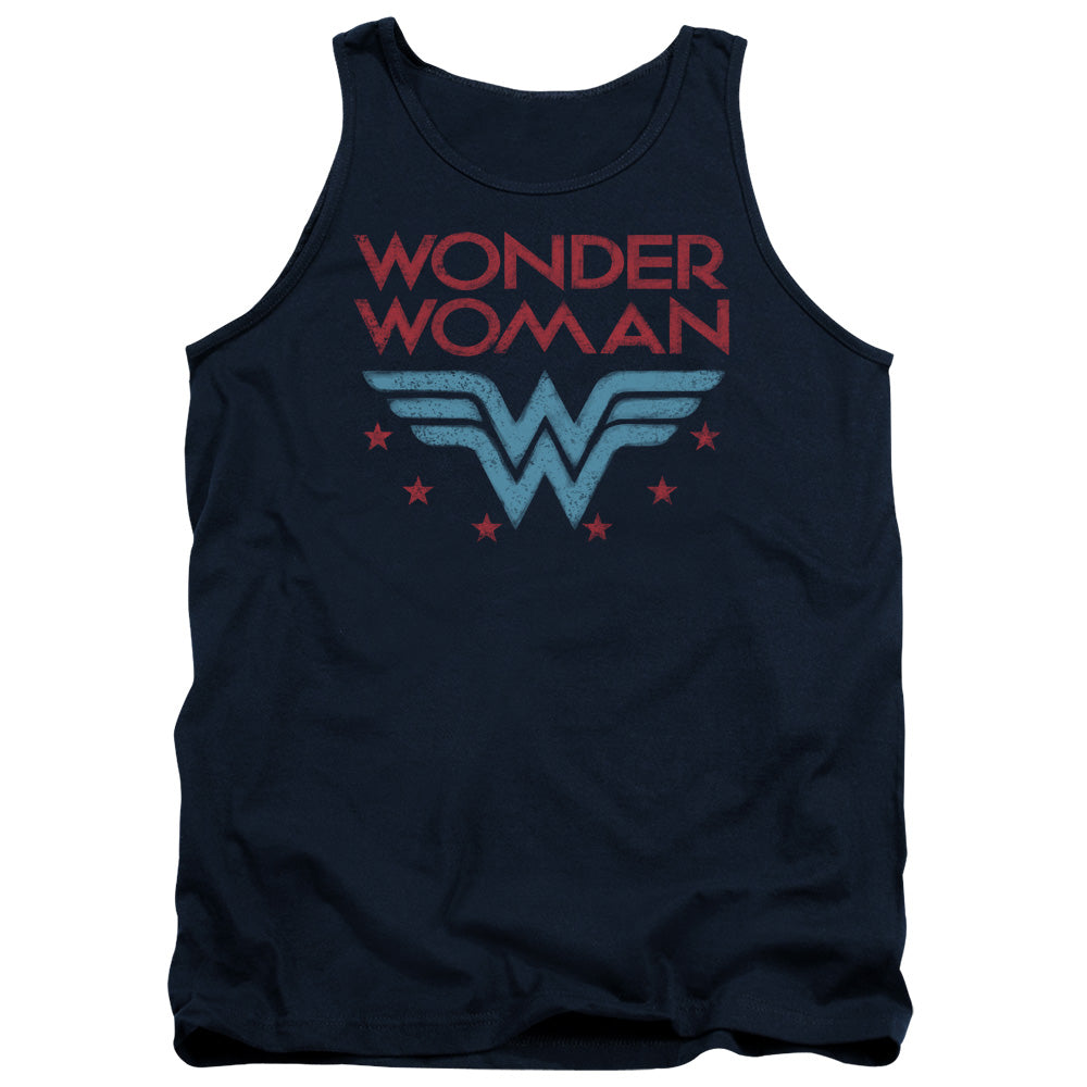 DC WONDER WOMAN/WONDER STARS - ADULT TANK - NAVY