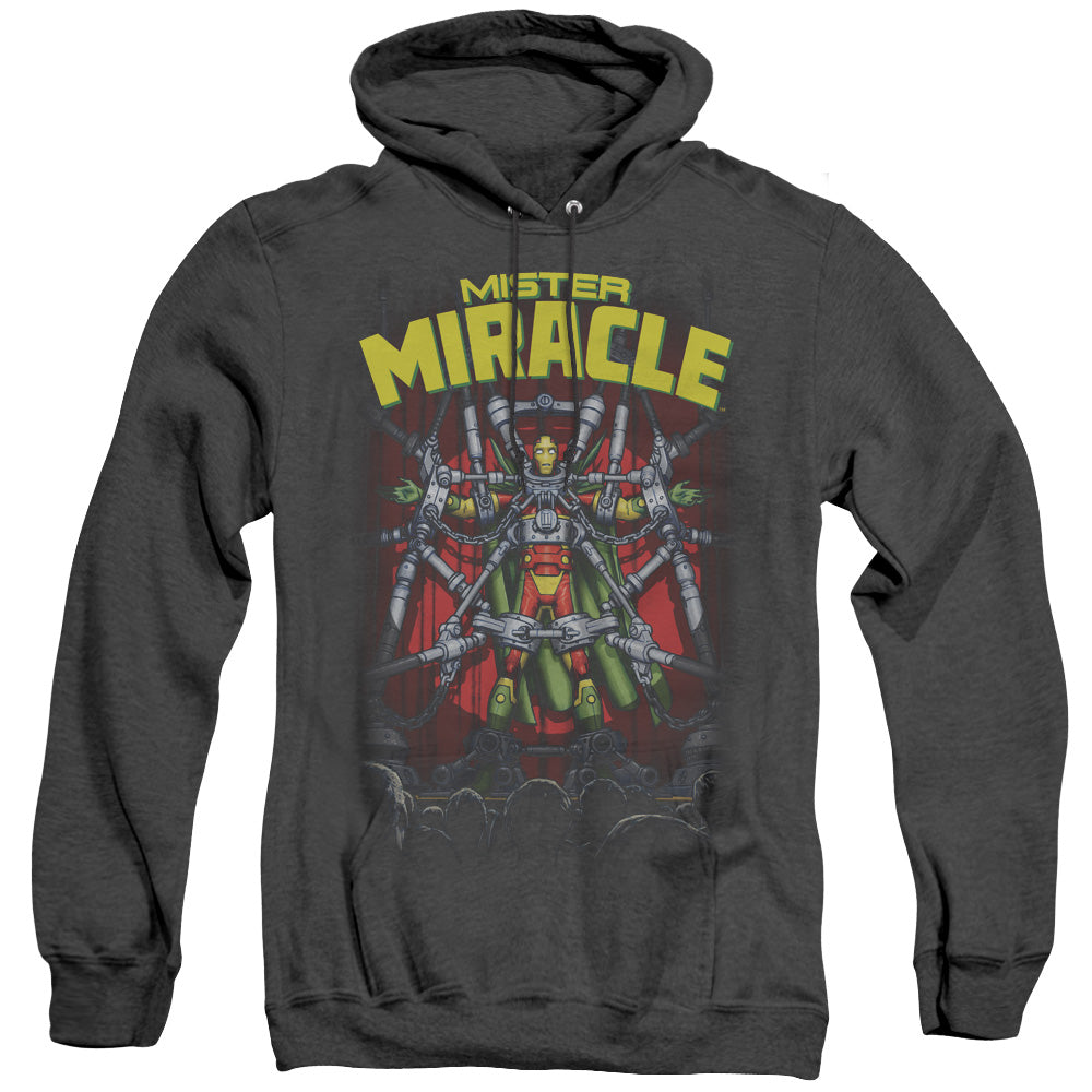 JLA/MISTER MIRACLE - ADULT HEATHER HOODIE - BLACK