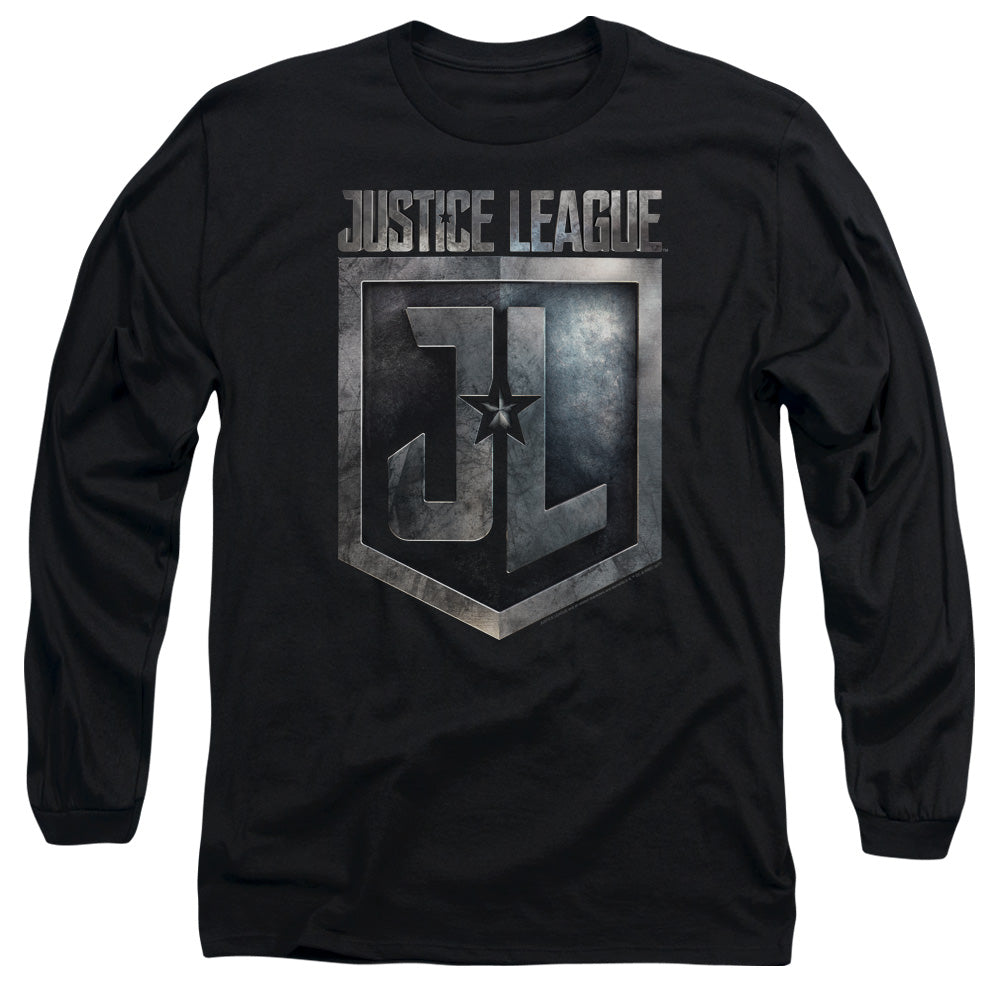 JUSTICE LEAGUE MOVIE/SHIELD LOGO -  L/S ADULT 18/1  - BLACK