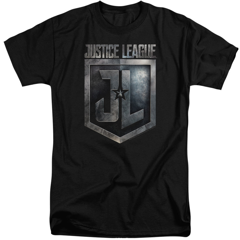 JUSTICE LEAGUE MOVIE/SHIELD LOGO - S/S ADULT TALL 18/1 - BLACK