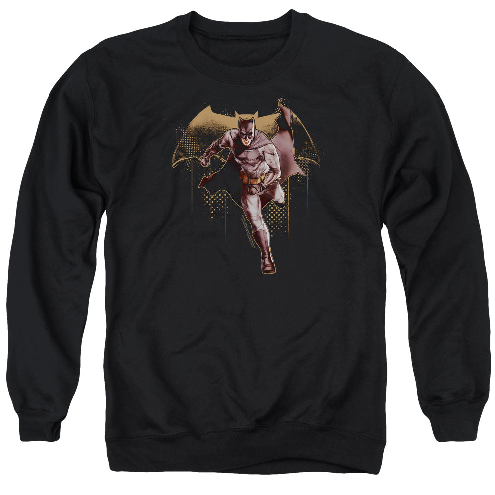 JUSTICE LEAGUE MOVIE/CAPED CRUSADER - ADULT CREWNECK SWEATSHIRT - BLACK
