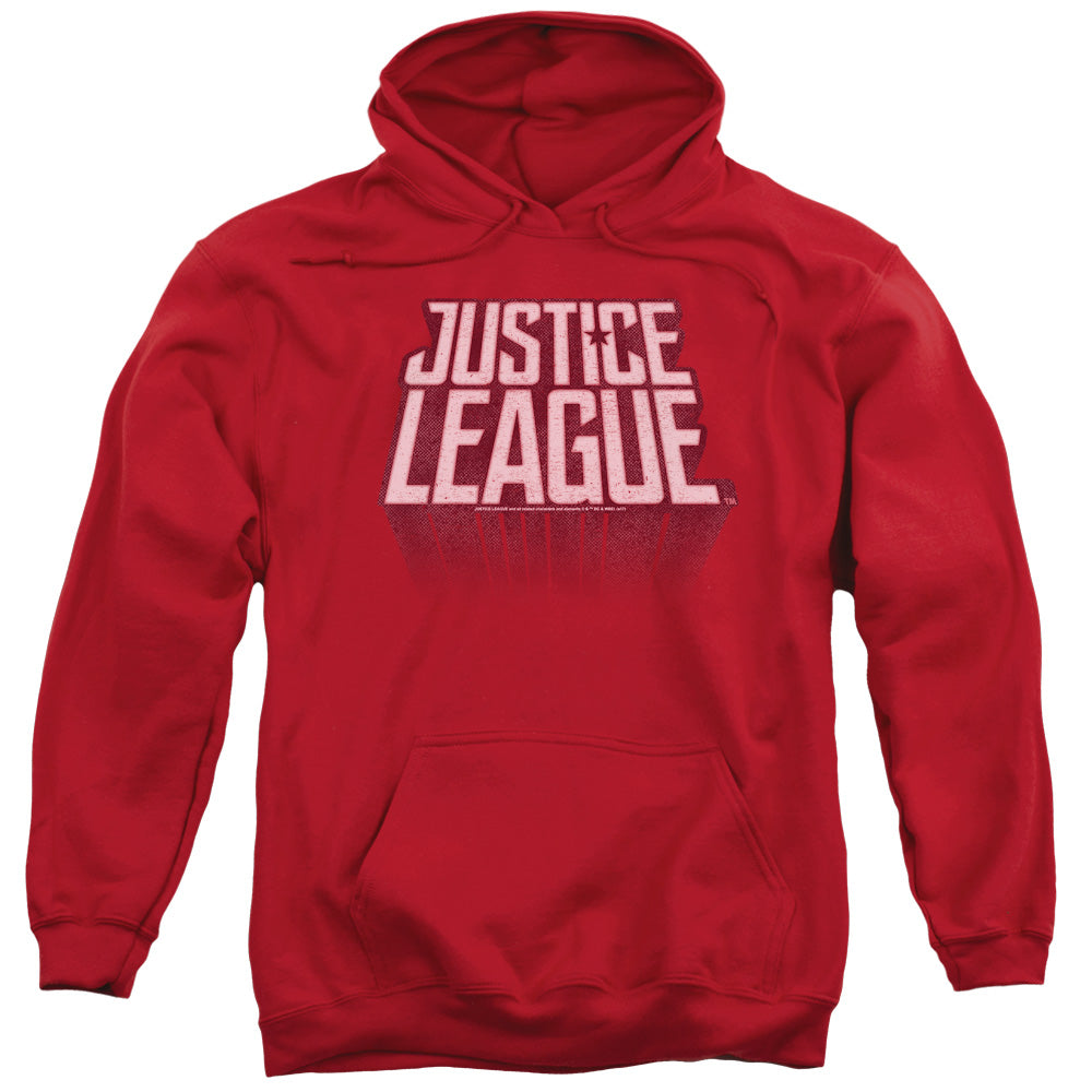 JUSTICE LEAGUE MOVIE/LEAGUE DISTRESSED - ADULT PULLOVER HOODIE - RED