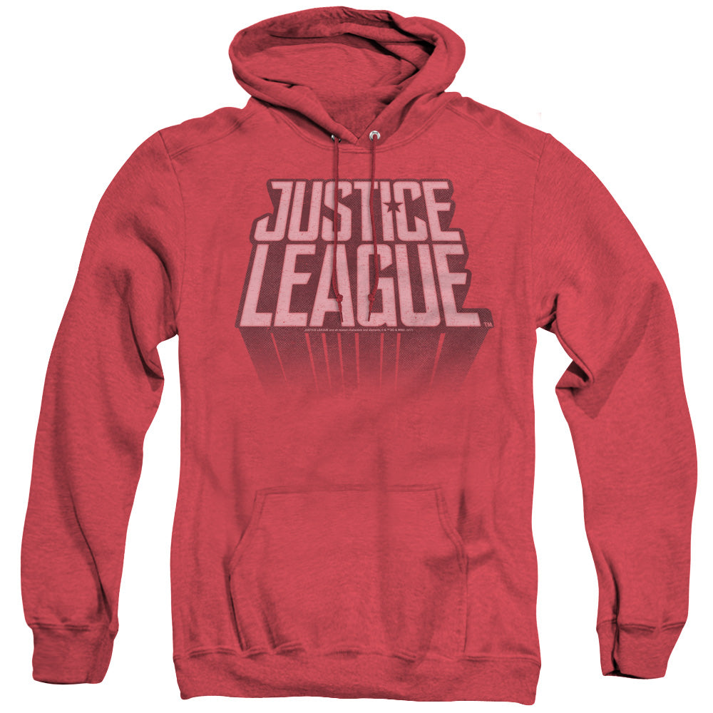 JUSTICE LEAGUE MOVIE/LEAGUE DISTRESSED - ADULT HEATHER HOODIE - RED