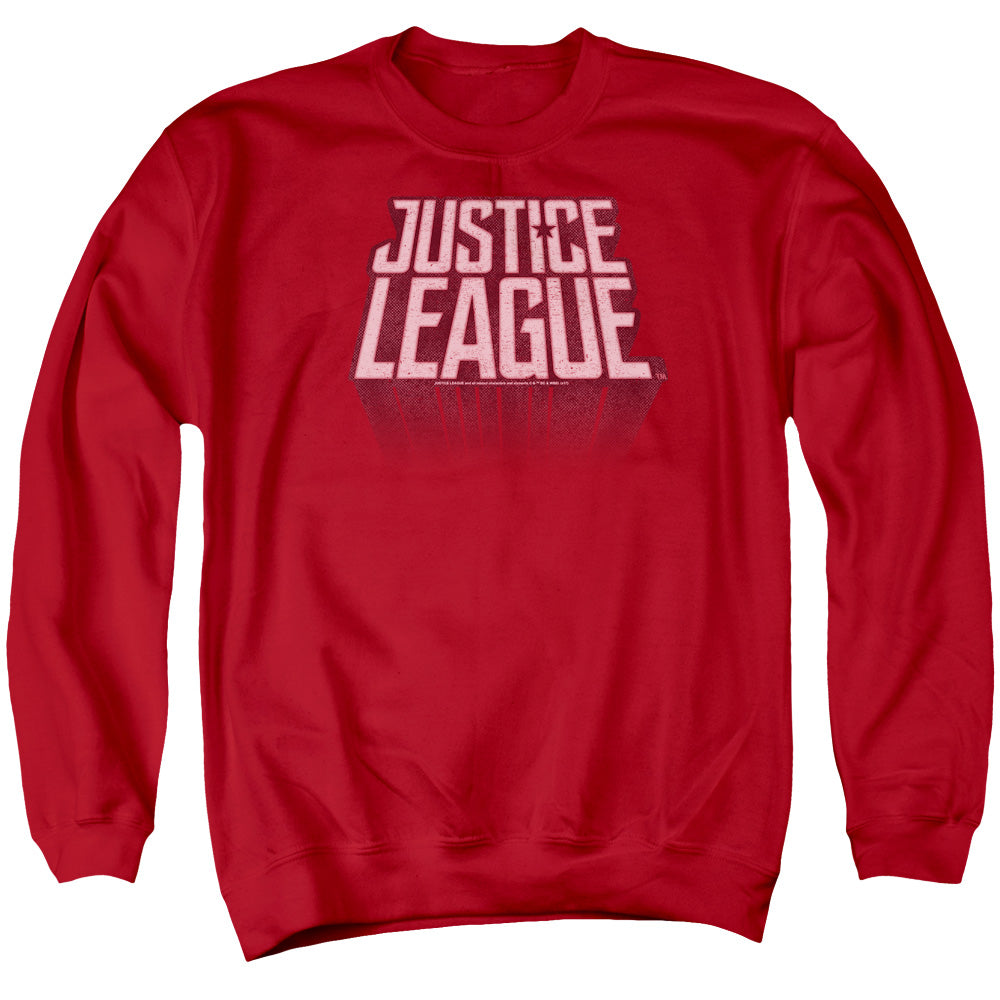 JUSTICE LEAGUE MOVIE/LEAGUE DISTRESSED - ADULT CREWNECK SWEATSHIRT - RED