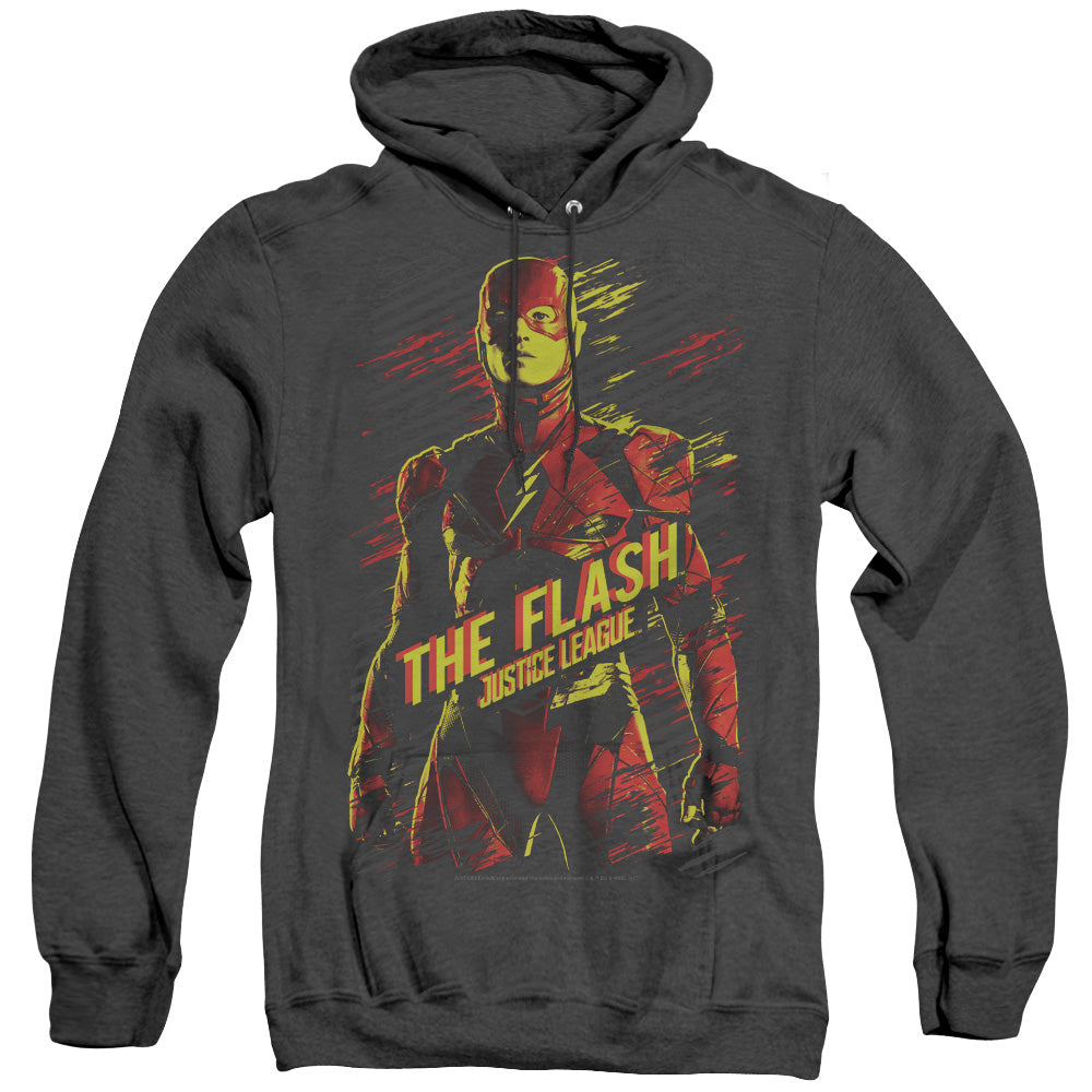 JUSTICE LEAGUE MOVIE/THE FLASH - ADULT HEATHER HOODIE - BLACK