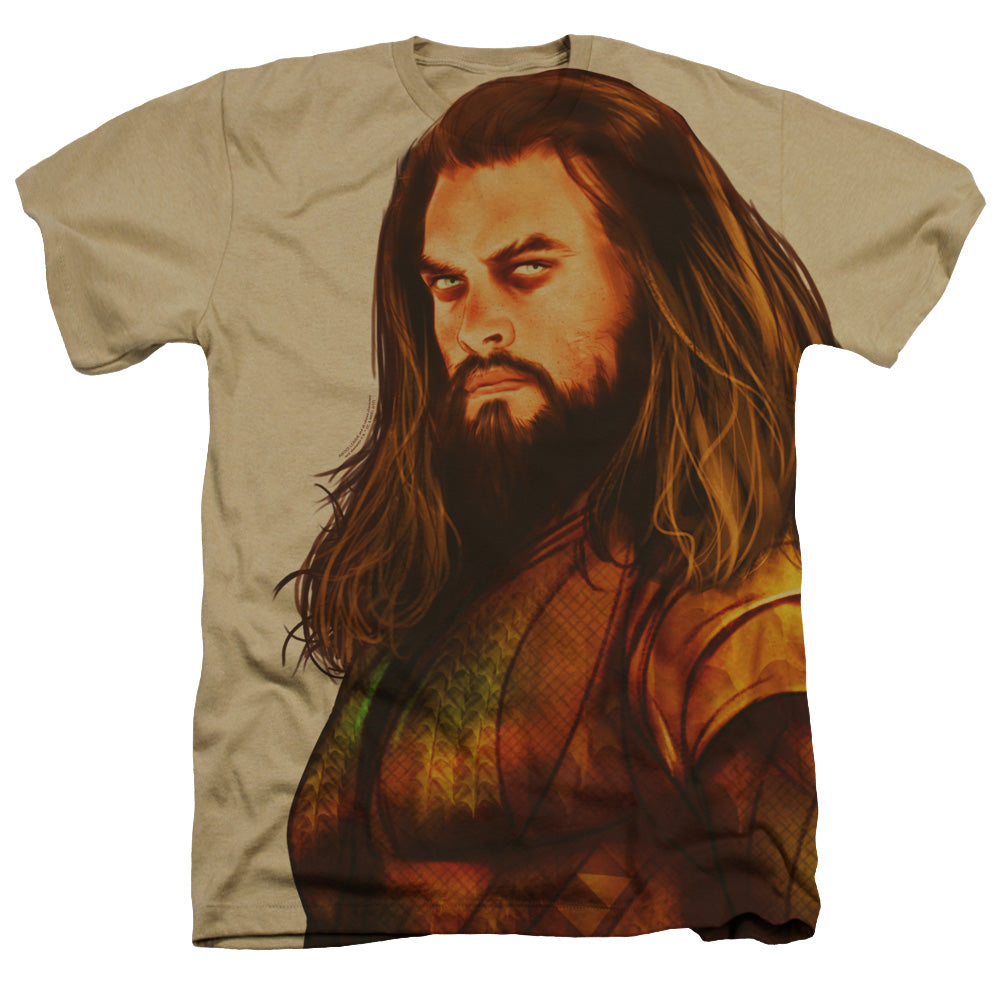 JUSTICE LEAGUE MOVIE/AQUAMAN OVERSIZED - ADULT HEATHER - SAND