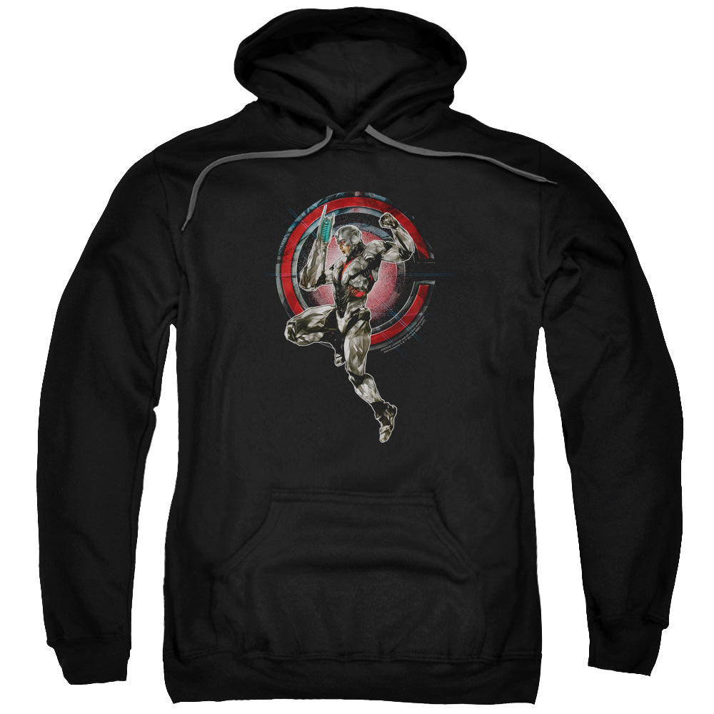 JUSTICE LEAGUE MOVIE/CYBORG - ADULT PULLOVER HOODIE - BLACK