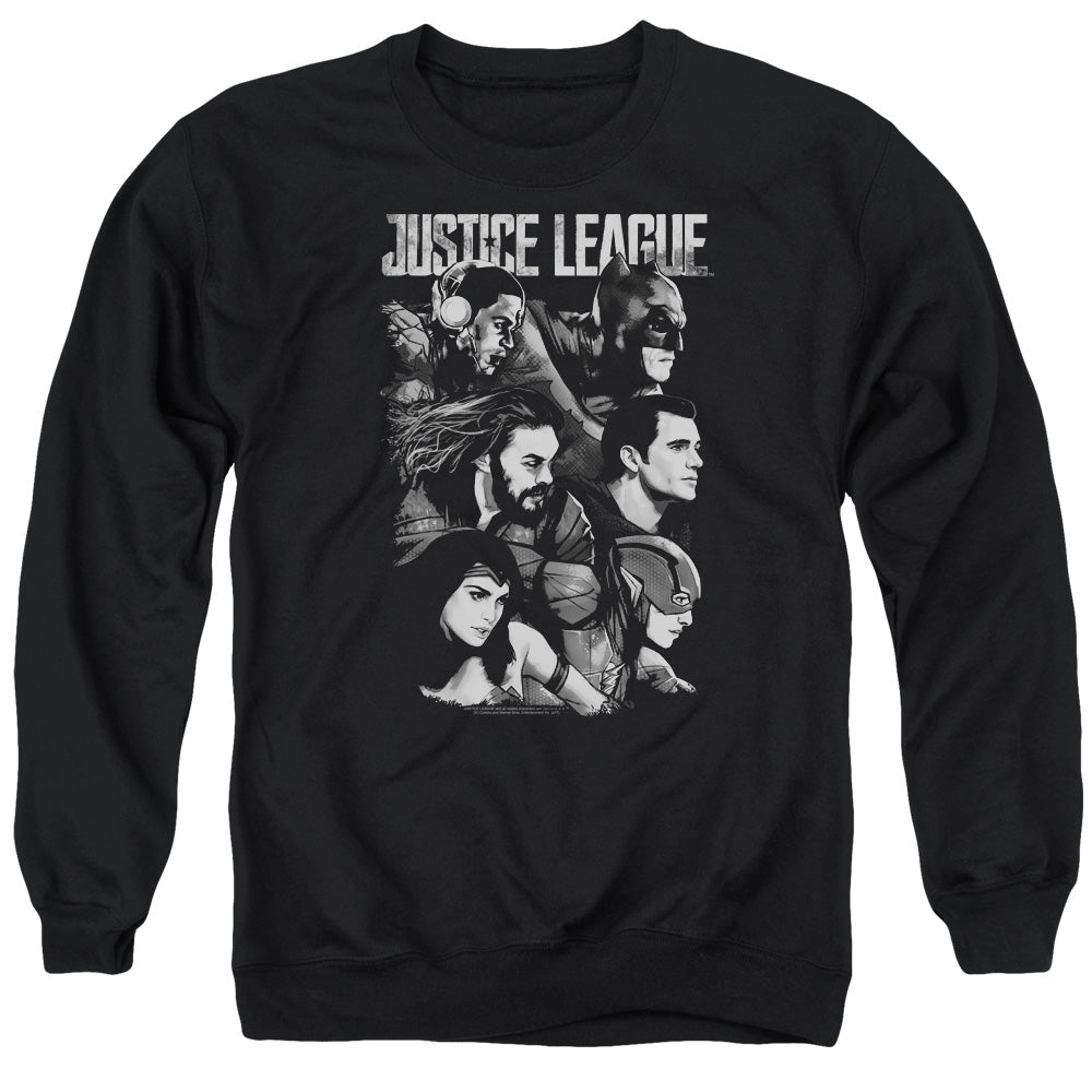 JUSTICE LEAGUE MOVIE/PUSHING FORWARD - ADULT CREWNECK SWEATSHIRT - BLACK