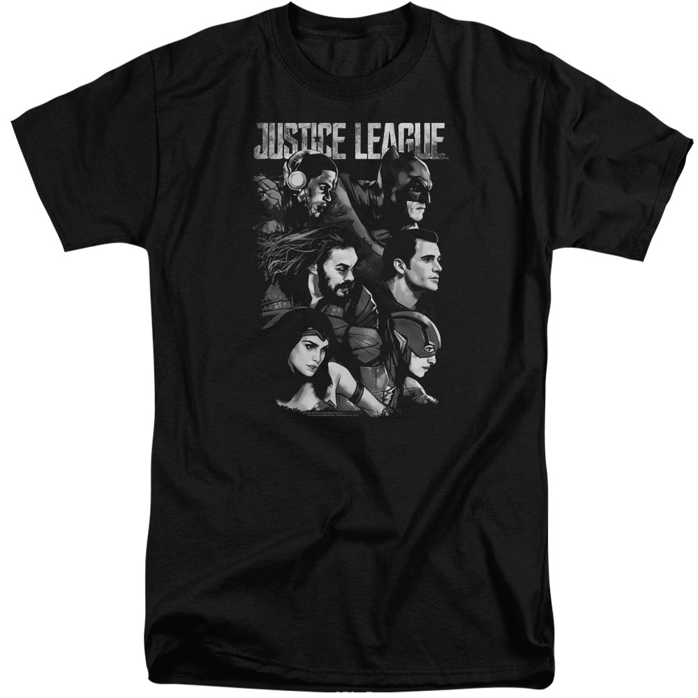 JUSTICE LEAGUE MOVIE/PUSHING FORWARD - S/S ADULT TALL 18/1 - BLACK