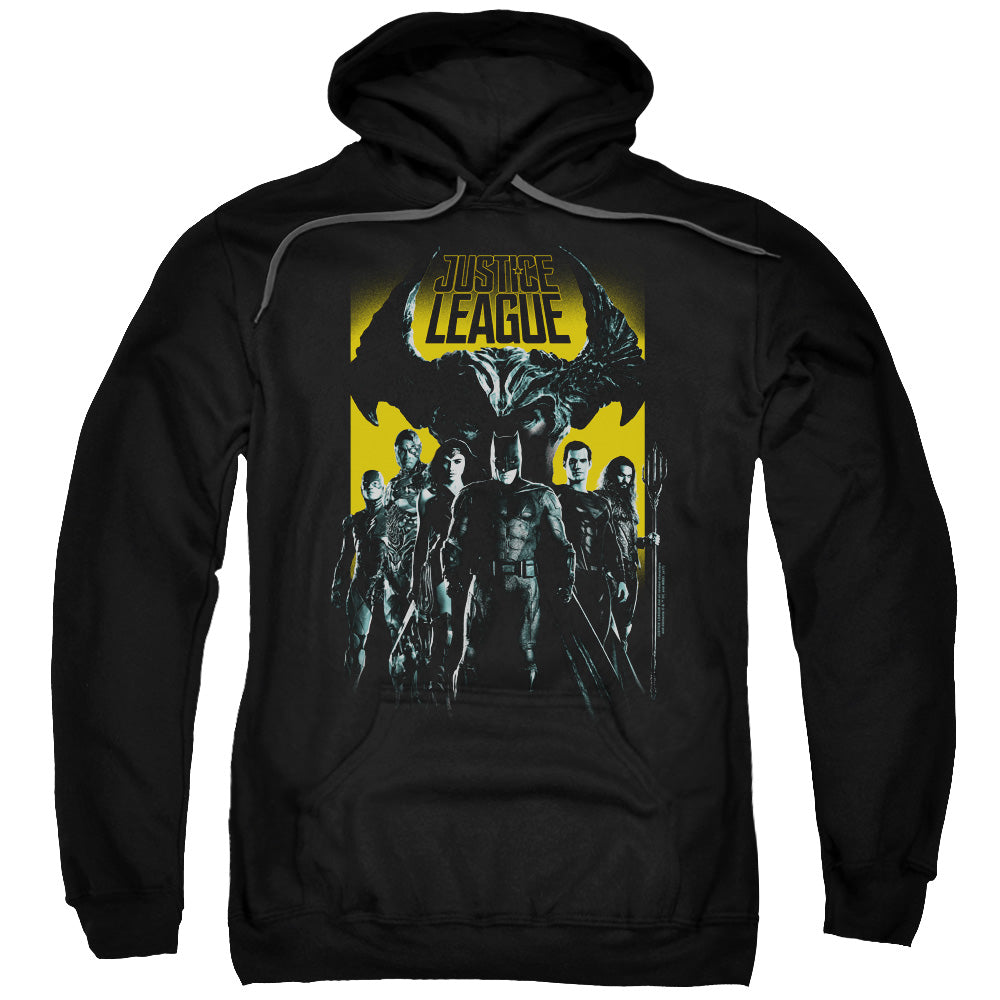JUSTICE LEAGUE MOVIE/STAND UP TO EVIL - ADULT PULLOVER HOODIE - BLACK