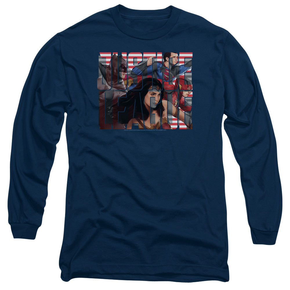 JUSTICE LEAGUE MOVIE/RALLY -  L/S ADULT 18/1  - NAVY