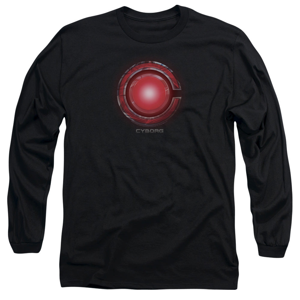 JUSTICE LEAGUE MOVIE/CYBORG LOGO -  L/S ADULT 18/1  - BLACK