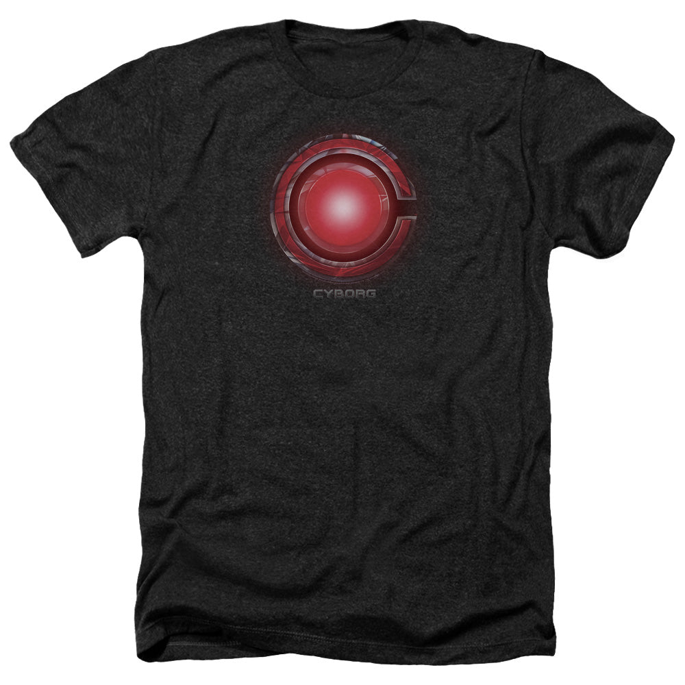 JUSTICE LEAGUE MOVIE/CYBORG LOGO - ADULT HEATHER - BLACK