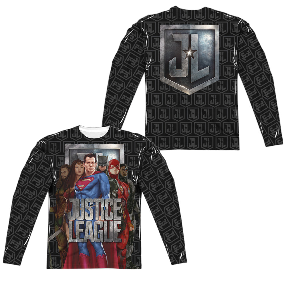 JUSTICE LEAGUE MOVIE/THE LEAGUE (FRONT/BACK PRINT) - L/S ADULT POLY CREW  - MULTI
