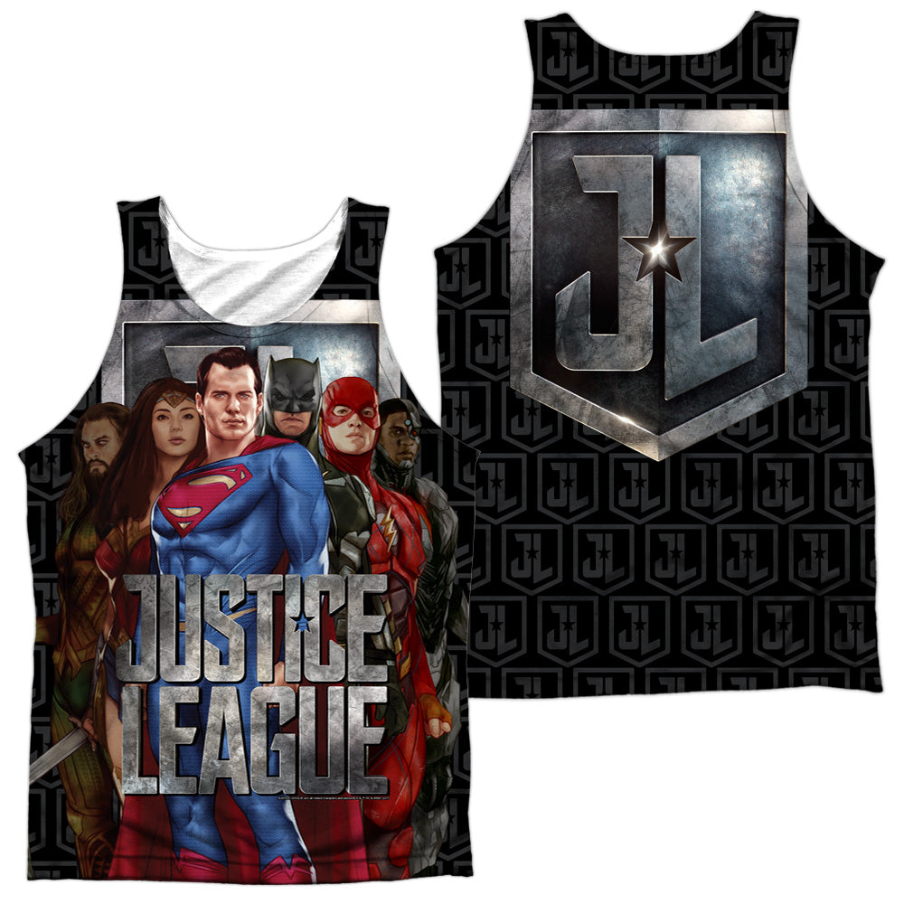 JUSTICE LEAGUE MOVIE/THE LEAGUE (FRONT/BACK PRINT) - ADULT POLY TANK TOP - MULTI