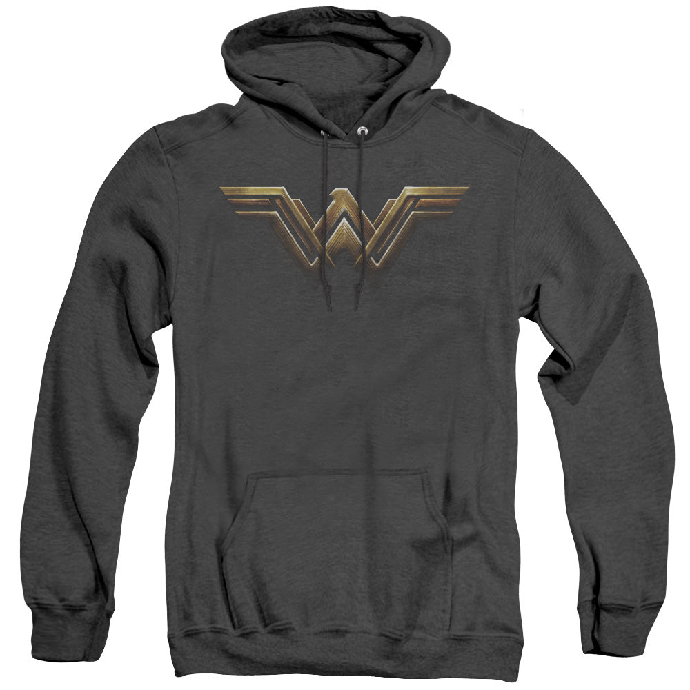 JUSTICE LEAGUE MOVIE/WONDER WOMAN LOGO - ADULT HEATHER HOODIE - BLACK