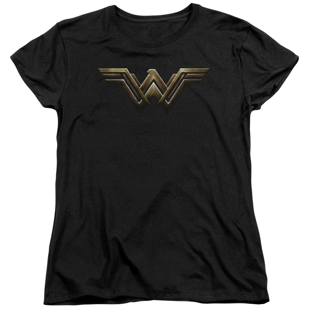 JUSTICE LEAGUE MOVIE/WONDER WOMAN LOGO - S/S WOMENS TEE - BLACK