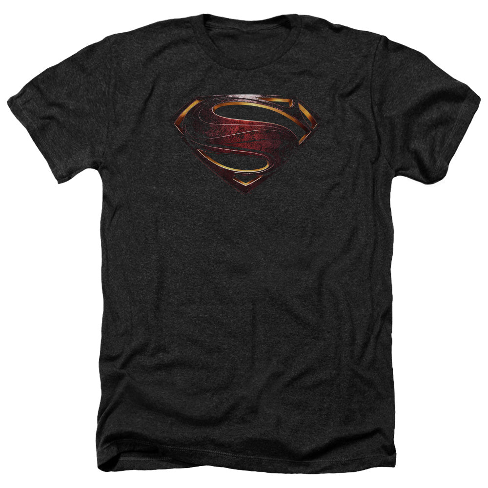 JUSTICE LEAGUE MOVIE/SUPERMAN LOGO - ADULT HEATHER - BLACK