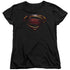 JUSTICE LEAGUE MOVIE/SUPERMAN LOGO - S/S WOMENS TEE - BLACK