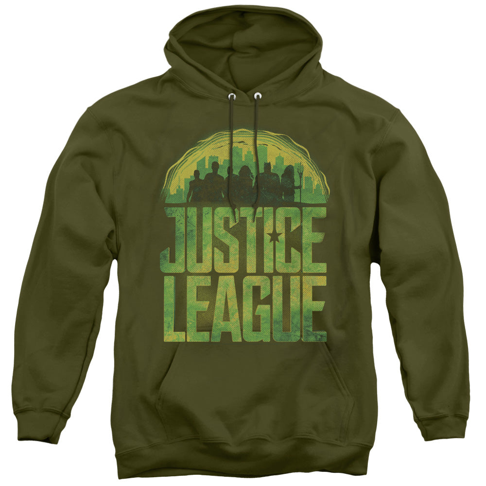 JUSTICE LEAGUE MOVIE/KRYPTONITE - ADULT PULLOVER HOODIE - MILITARY GREEN