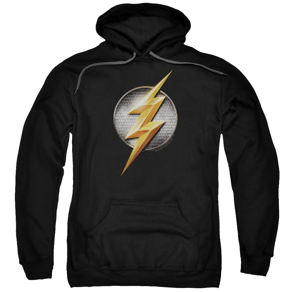 JUSTICE LEAGUE MOVIE/FLASH LOGO - ADULT PULLOVER HOODIE - BLACK