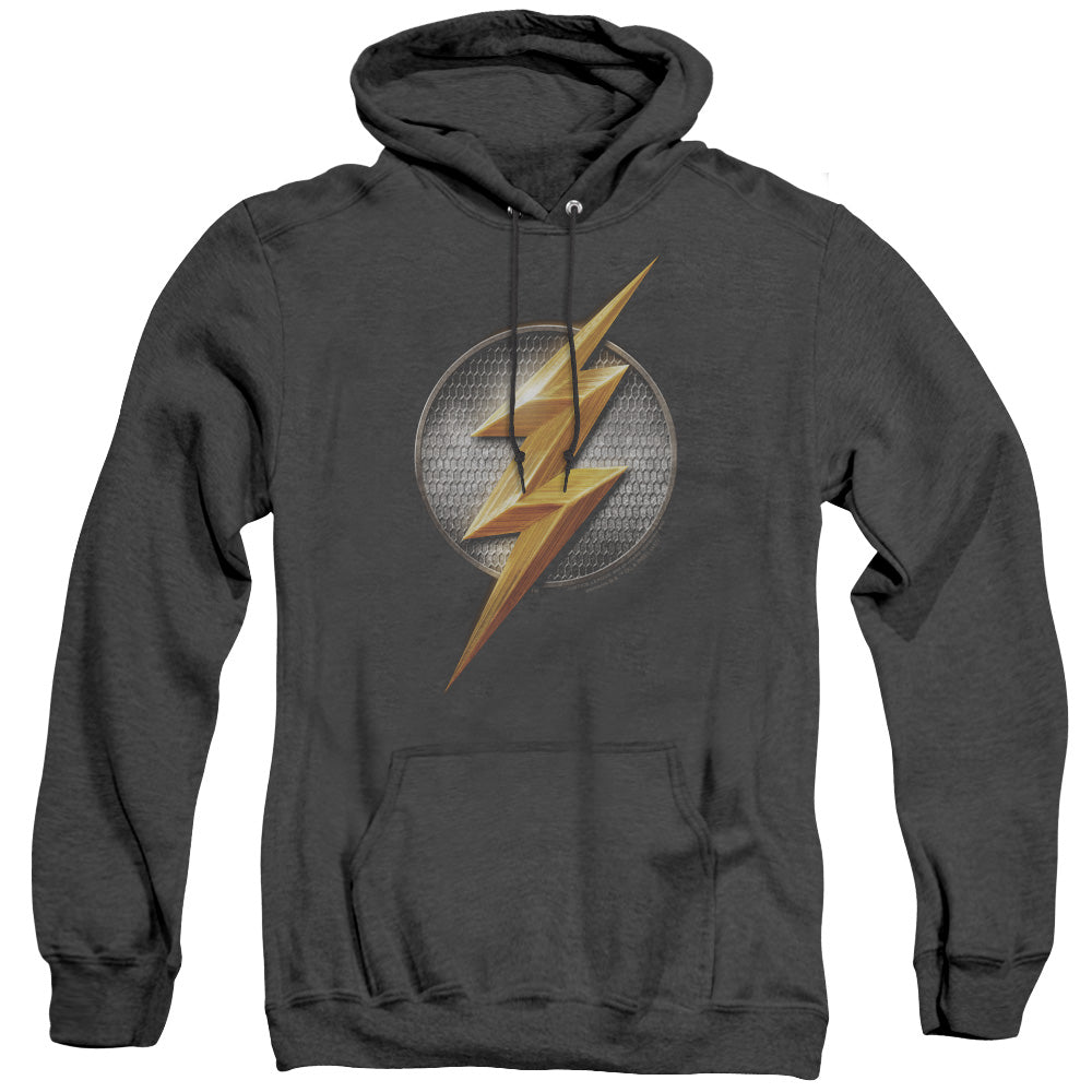 JUSTICE LEAGUE MOVIE/FLASH LOGO - ADULT HEATHER HOODIE - BLACK