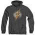 JUSTICE LEAGUE MOVIE/FLASH LOGO - ADULT HEATHER HOODIE - BLACK