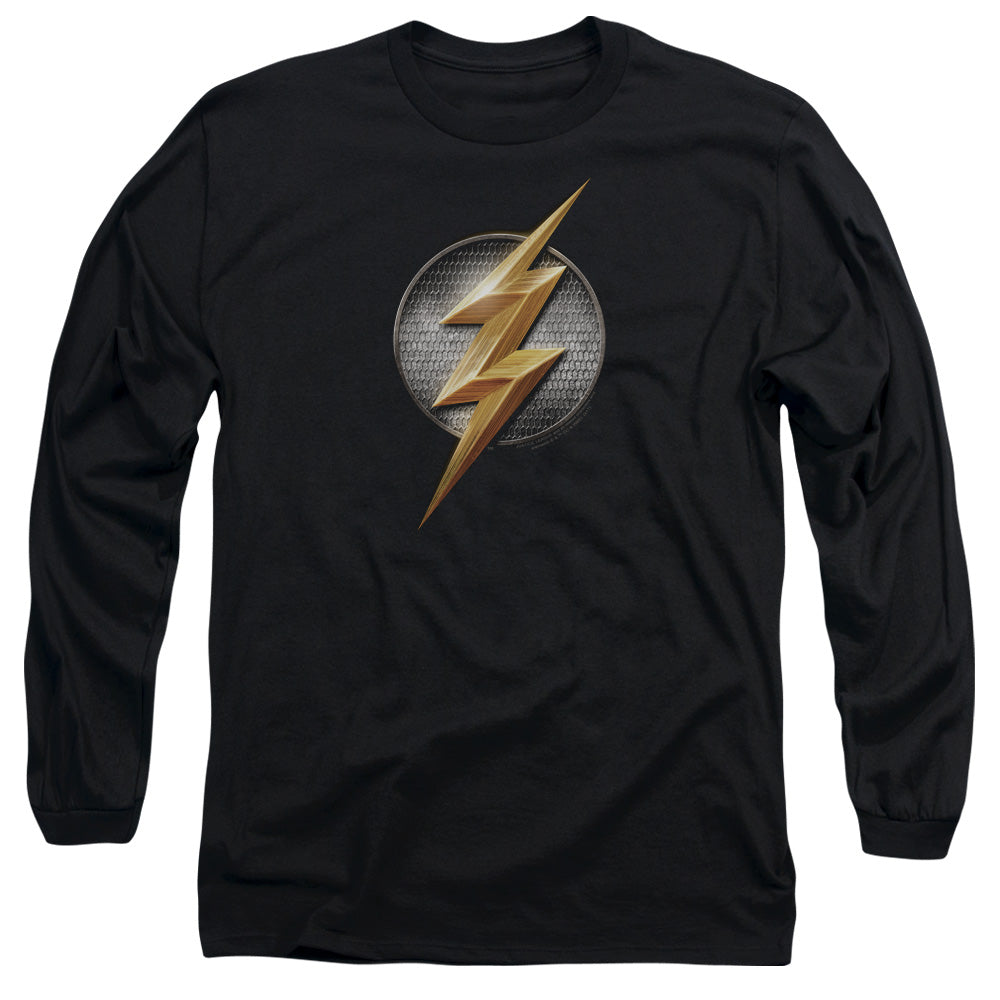 JUSTICE LEAGUE MOVIE/FLASH LOGO -  L/S ADULT 18/1  - BLACK