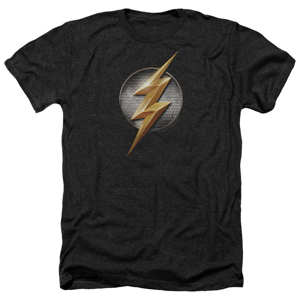 JUSTICE LEAGUE MOVIE/FLASH LOGO - ADULT HEATHER - BLACK