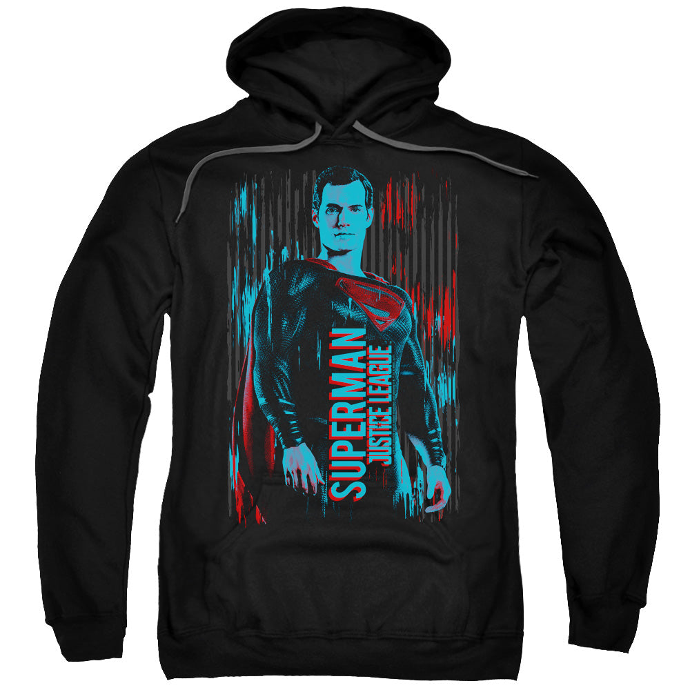JUSTICE LEAGUE MOVIE/SUPERMAN - ADULT PULLOVER HOODIE - BLACK