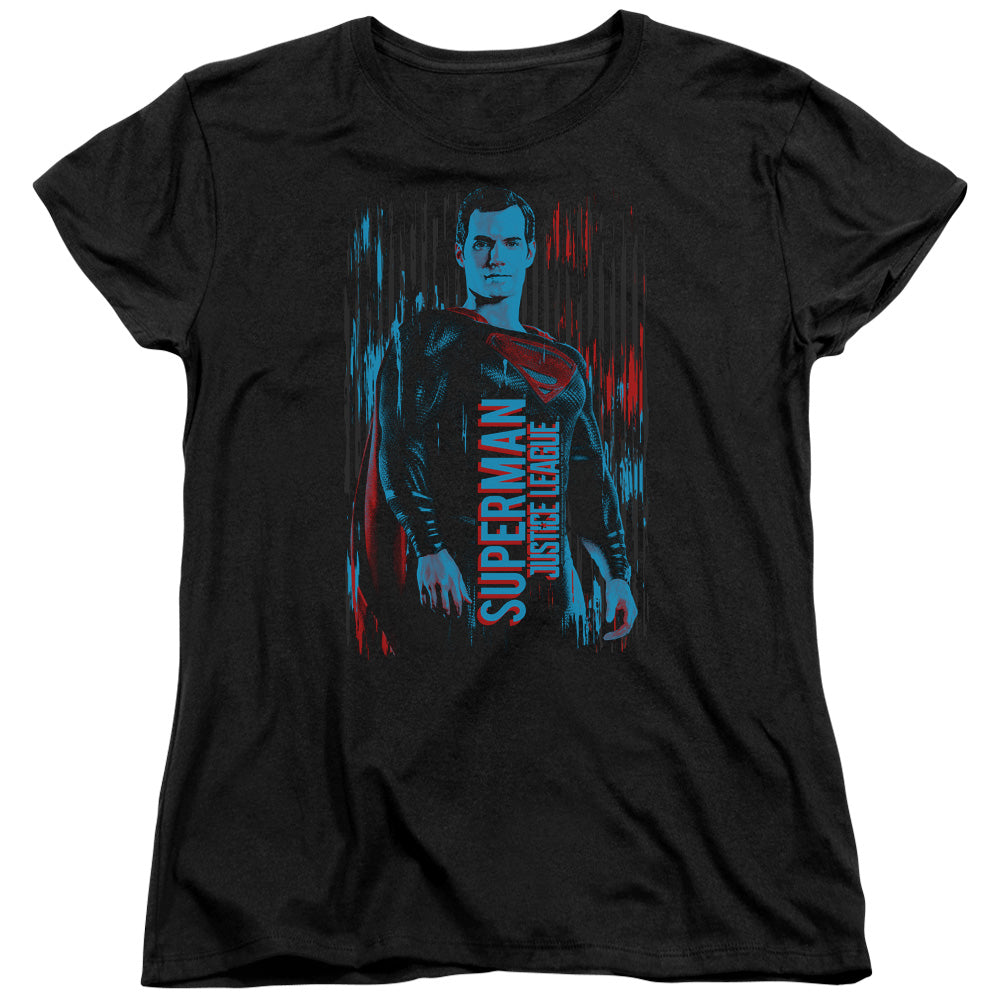JUSTICE LEAGUE MOVIE/SUPERMAN - S/S WOMENS TEE - BLACK