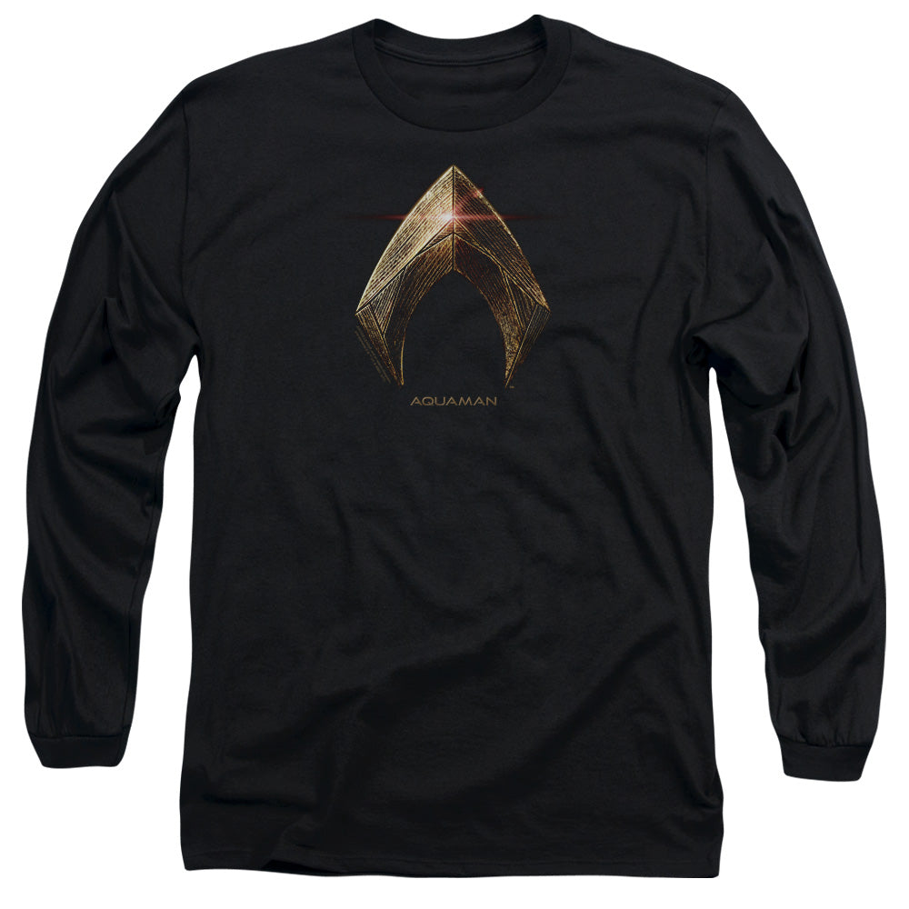 JUSTICE LEAGUE MOVIE/AQUAMAN LOGO -  L/S ADULT 18/1  - BLACK