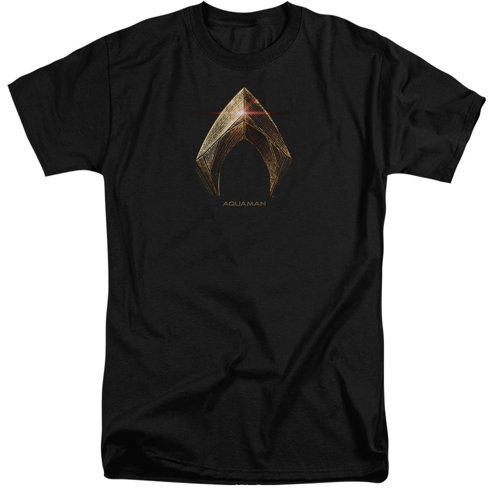 JUSTICE LEAGUE MOVIE/AQUAMAN LOGO - S/S ADULT TALL 18/1 - BLACK