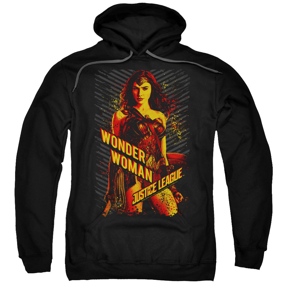 JUSTICE LEAGUE MOVIE/WONDER WOMAN - ADULT PULLOVER HOODIE - BLACK