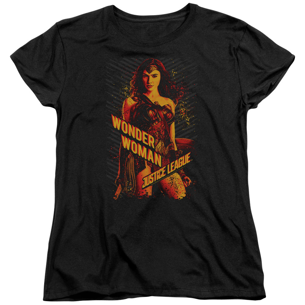 JUSTICE LEAGUE MOVIE/WONDER WOMAN - S/S WOMENS TEE - BLACK