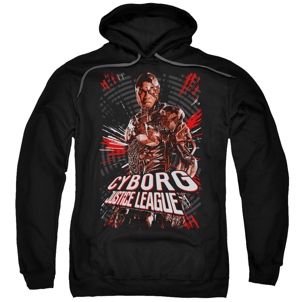 JUSTICE LEAGUE MOVIE/CYBORG - ADULT PULLOVER HOODIE - BLACK