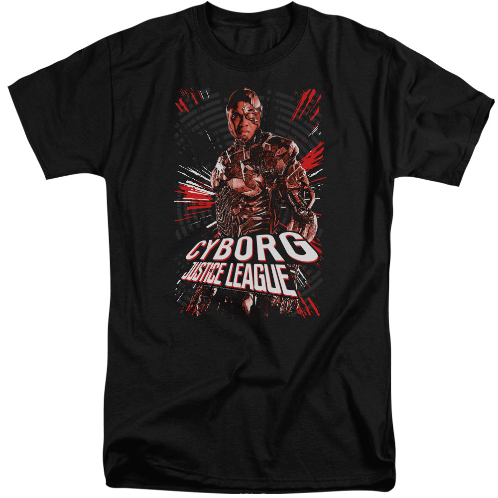 JUSTICE LEAGUE MOVIE/CYBORG - S/S ADULT TALL 18/1 - BLACK