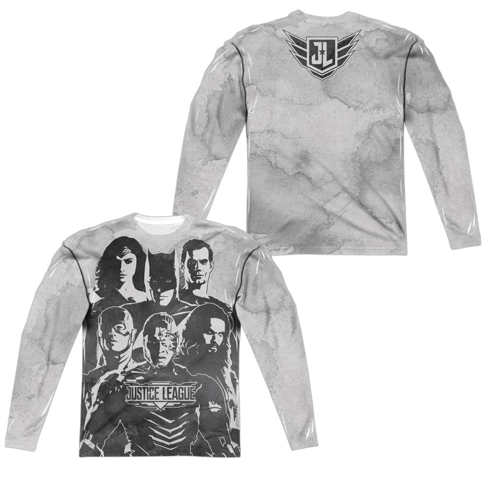 JUSTICE LEAGUE MOVIE/THE LEAGUE (FRONT/BACK PRINT) - L/S ADULT POLY CREW  - MULTI