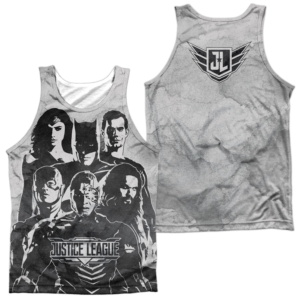 JUSTICE LEAGUE MOVIE/THE LEAGUE (FRONT/BACK PRINT) - ADULT POLY TANK TOP - MULTI