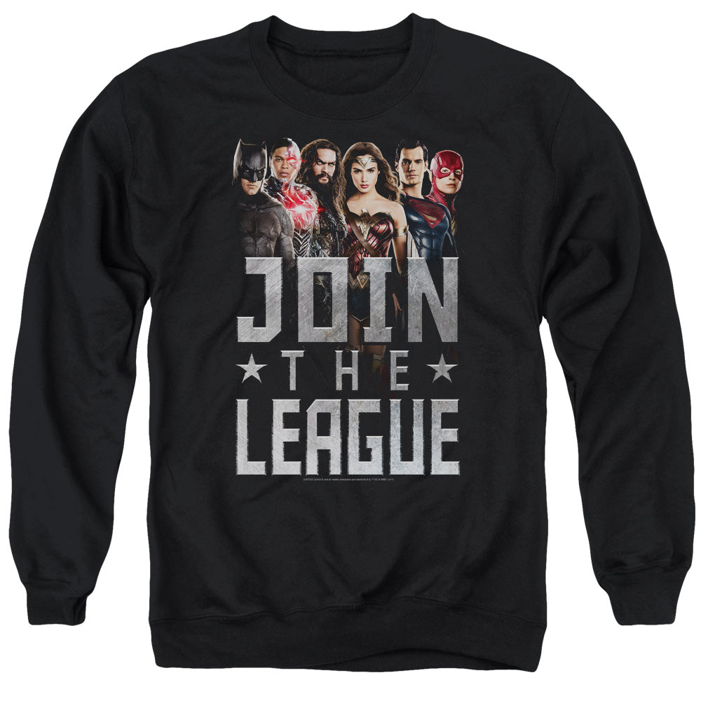 JUSTICE LEAGUE MOVIE/JOIN THE LEAGUE - ADULT CREWNECK SWEATSHIRT - BLACK