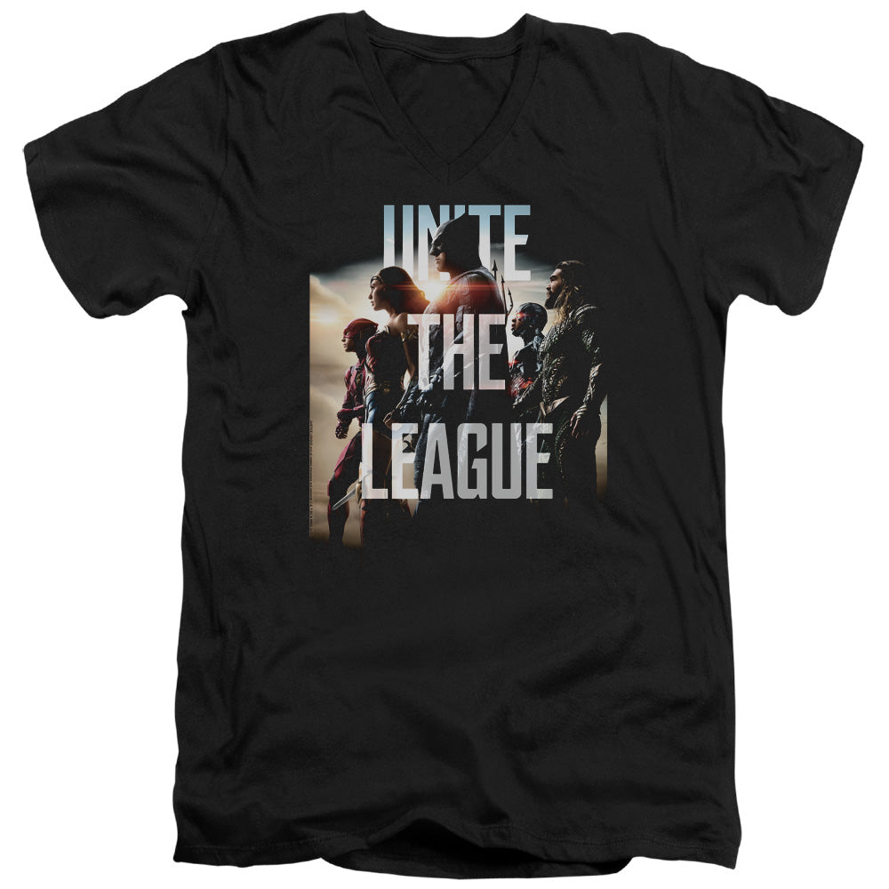 JUSTICE LEAGUE MOVIE/DAWN - S/S ADULT V-NECK 30/1 - BLACK