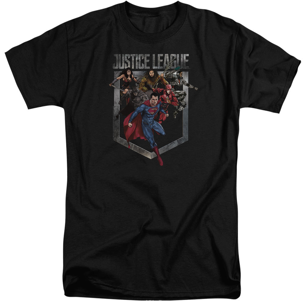 JUSTICE LEAGUE MOVIE/CHARGE - S/S ADULT TALL 18/1 - BLACK
