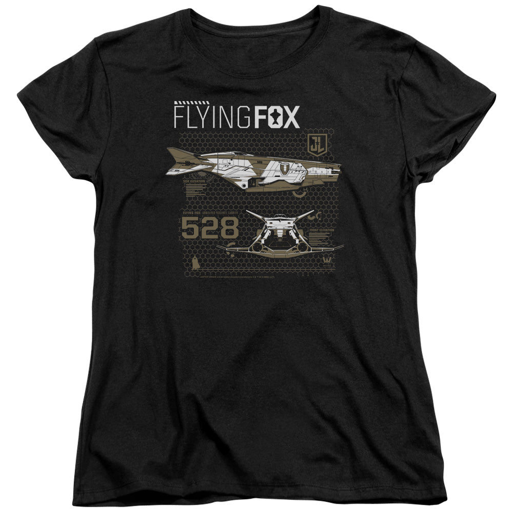 JUSTICE LEAGUE MOVIE/FLYING FOX - S/S WOMENS TEE - BLACK
