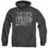 JUSTICE LEAGUE MOVIE/METAL LOGO - ADULT HEATHER HOODIE - BLACK