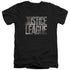 JUSTICE LEAGUE MOVIE/METAL LOGO - S/S ADULT V-NECK 30/1 - BLACK