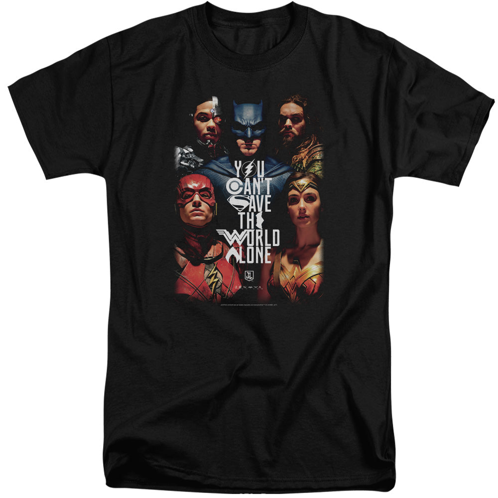 JUSTICE LEAGUE MOVIE/SAVE THE WORLD POSTER - S/S ADULT TALL 18/1 - BLACK