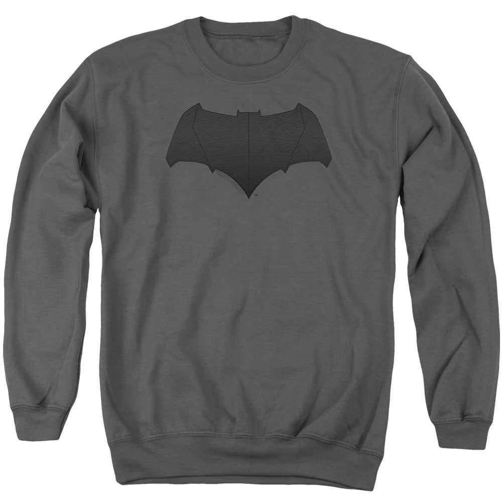 JUSTICE LEAGUE MOVIE/BATMAN LOGO - ADULT CREWNECK SWEATSHIRT - CHARCOAL